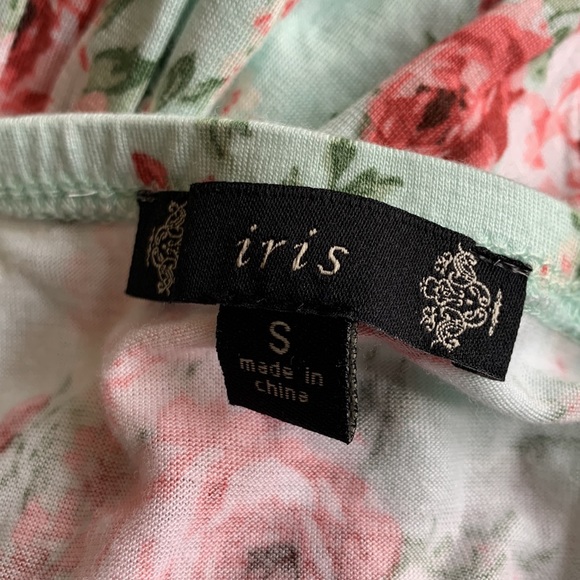 iris Mint Green Pink Floral Rose Strapless Maxi/Sundress Women’s SMALL - Picture 9 of 14